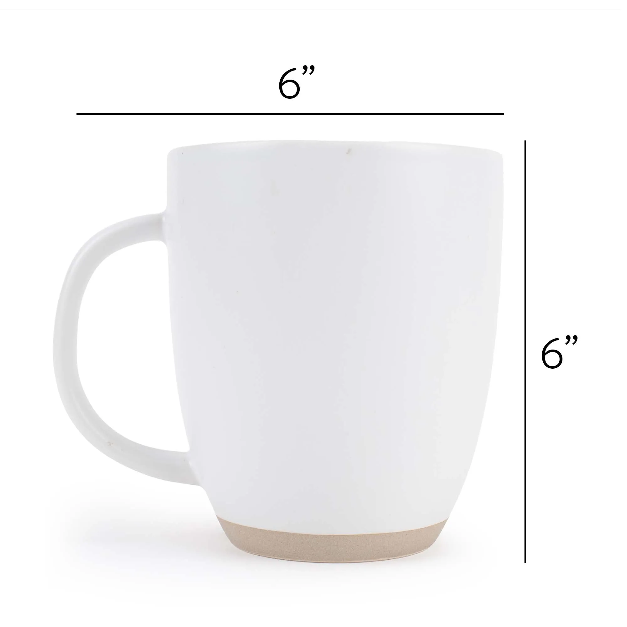 Elanze Designs Raw Clay Bottom White 13 ounce Ceramic Coffee Mugs Set of 4