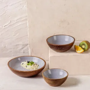 Elephant Grey Wooden Serving Bowls in 3 Sizes