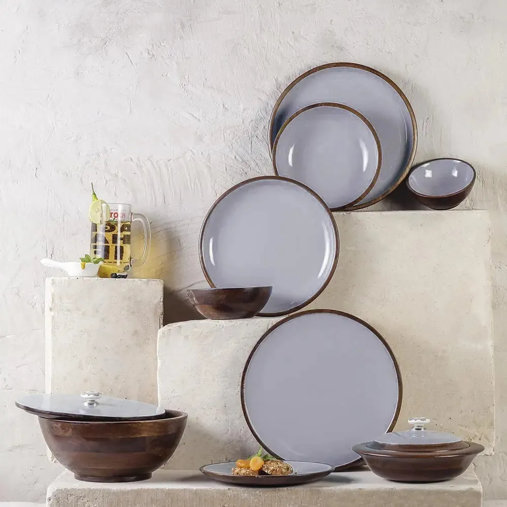 Elephant Grey Wooden Serving Bowls in 3 Sizes