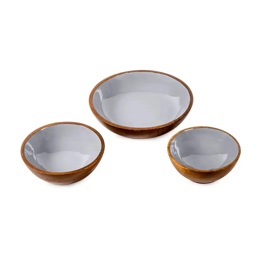 Elephant Grey Wooden Serving Bowls in 3 Sizes