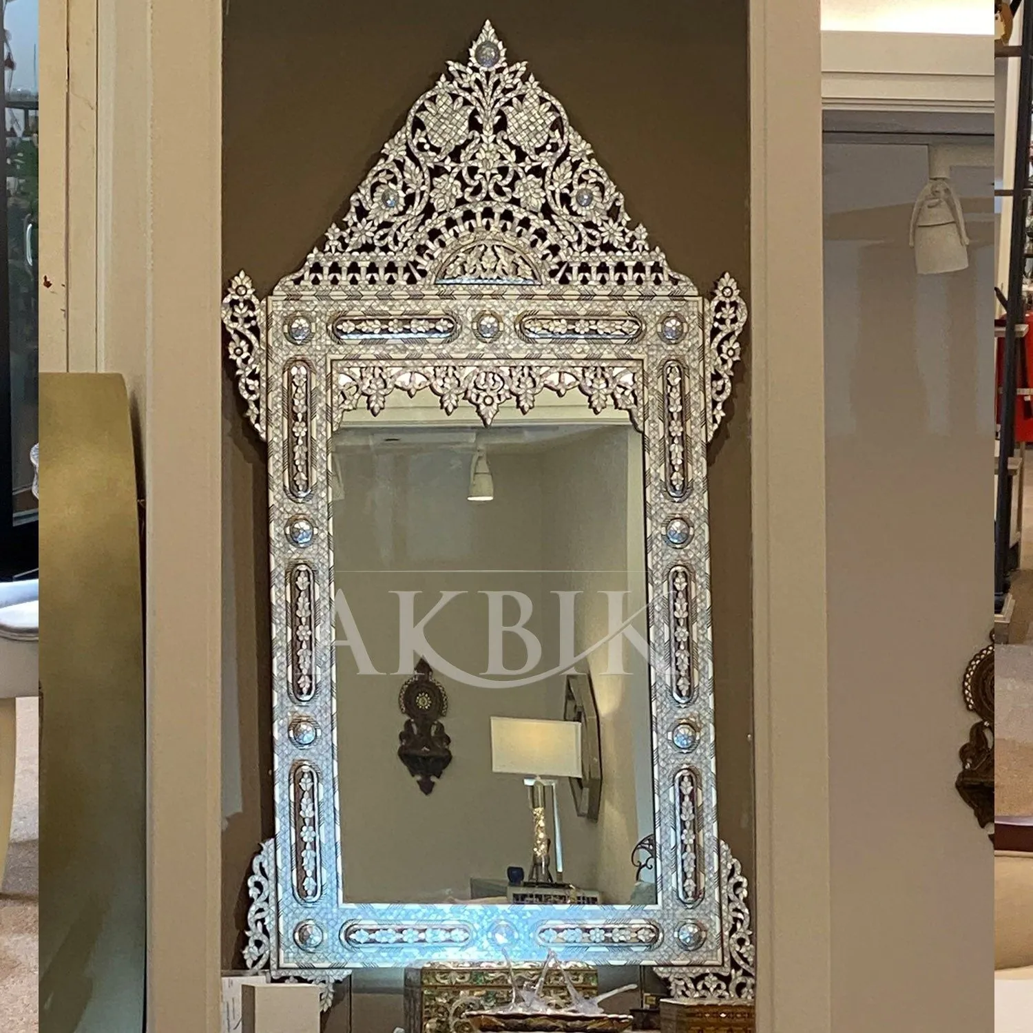 Enlightened Reflections: Mother of Pearl Mirror