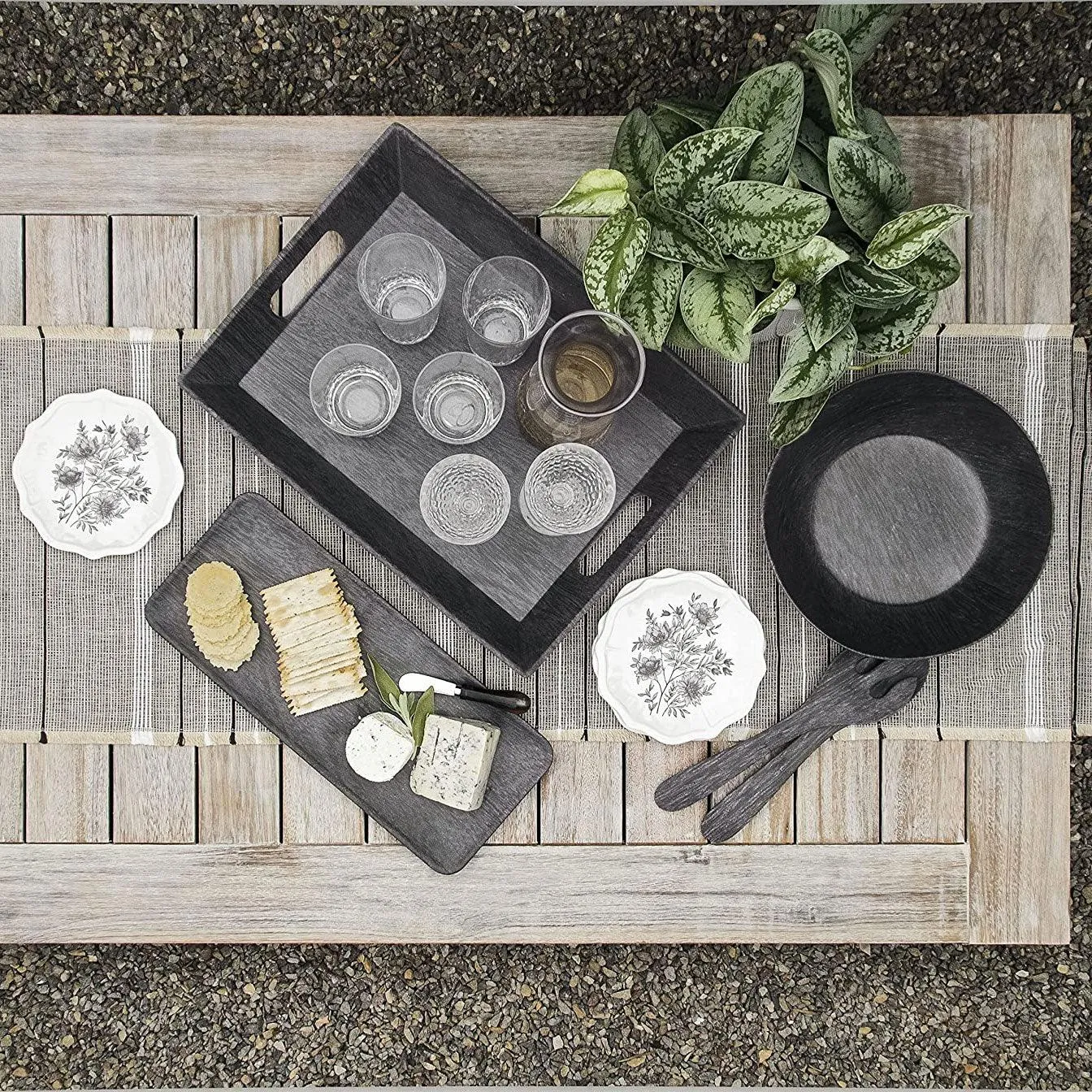 Faux Real Blackened Wood Serving Bowl