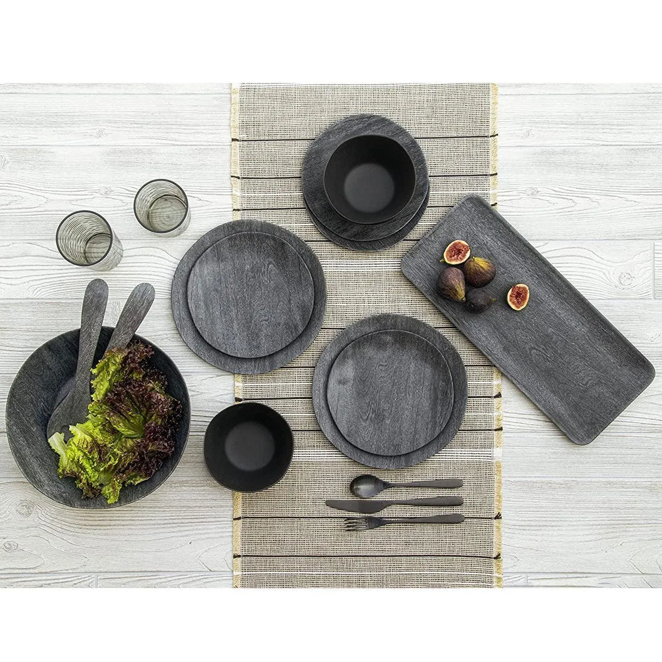 Faux Real Blackened Wood Serving Bowl