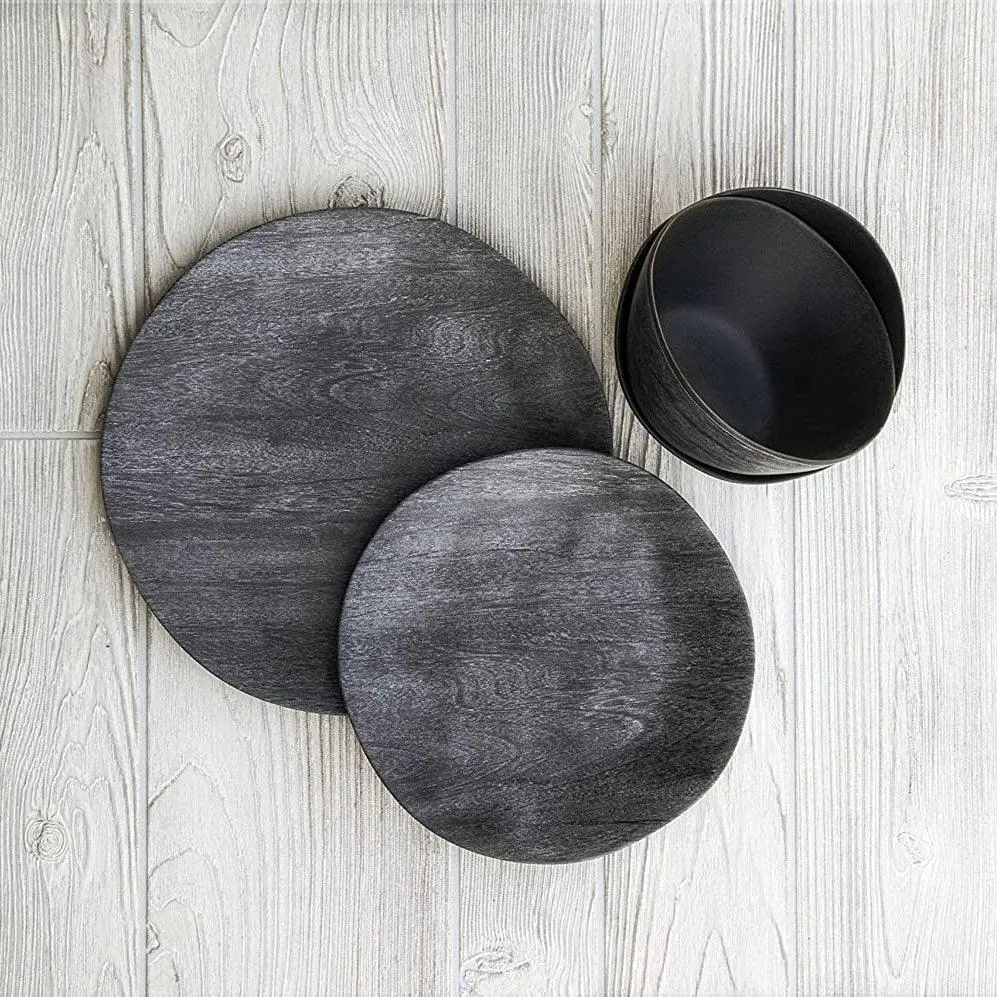 Faux Real Blackened Wood Serving Bowl