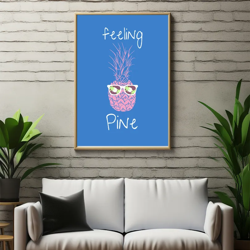 Feeling Pine Pineapple Wall Art PRINTABLE ART, Fruit Market Print, Tropical Wall Art, Fruits Poster, Blue Pink Decor, Boho Wall Decor