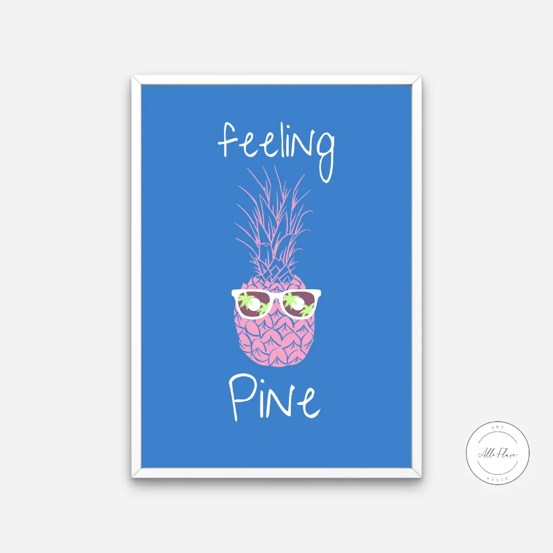 Feeling Pine Pineapple Wall Art PRINTABLE ART, Fruit Market Print, Tropical Wall Art, Fruits Poster, Blue Pink Decor, Boho Wall Decor
