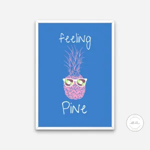 Feeling Pine Pineapple Wall Art PRINTABLE ART, Fruit Market Print, Tropical Wall Art, Fruits Poster, Blue Pink Decor, Boho Wall Decor