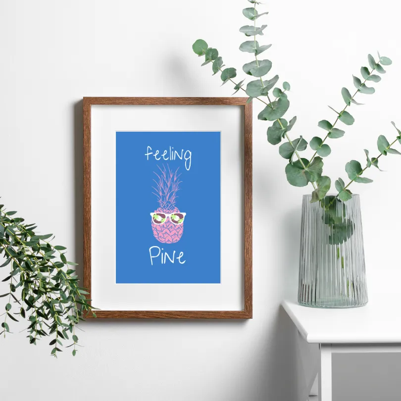 Feeling Pine Pineapple Wall Art PRINTABLE ART, Fruit Market Print, Tropical Wall Art, Fruits Poster, Blue Pink Decor, Boho Wall Decor