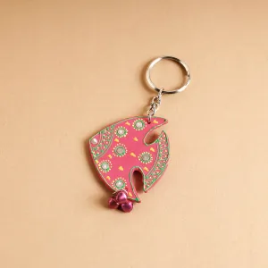Fish - Abstract Pastel Handpainted Wooden Key Chain