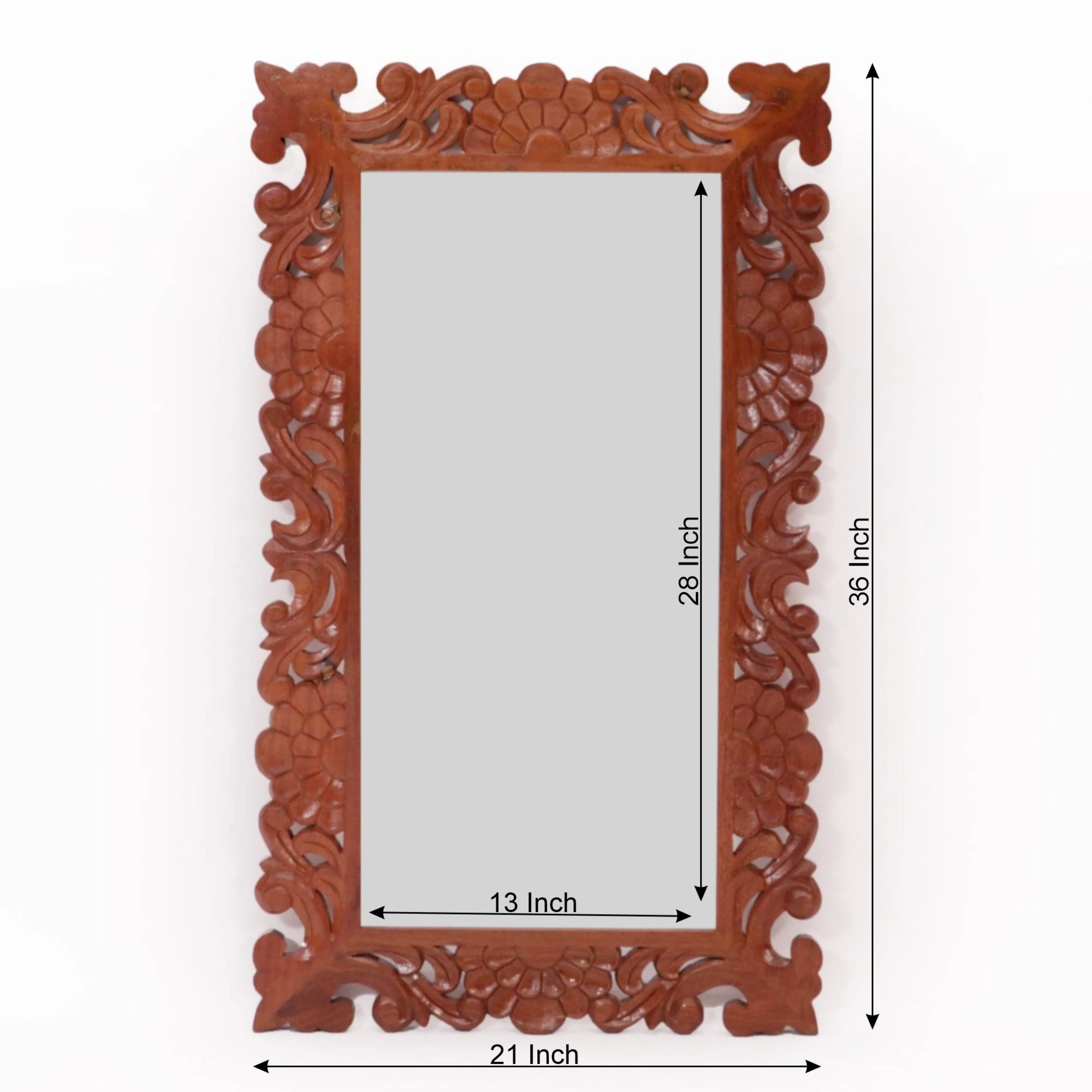 Flower Petal Carved wooden Mirror