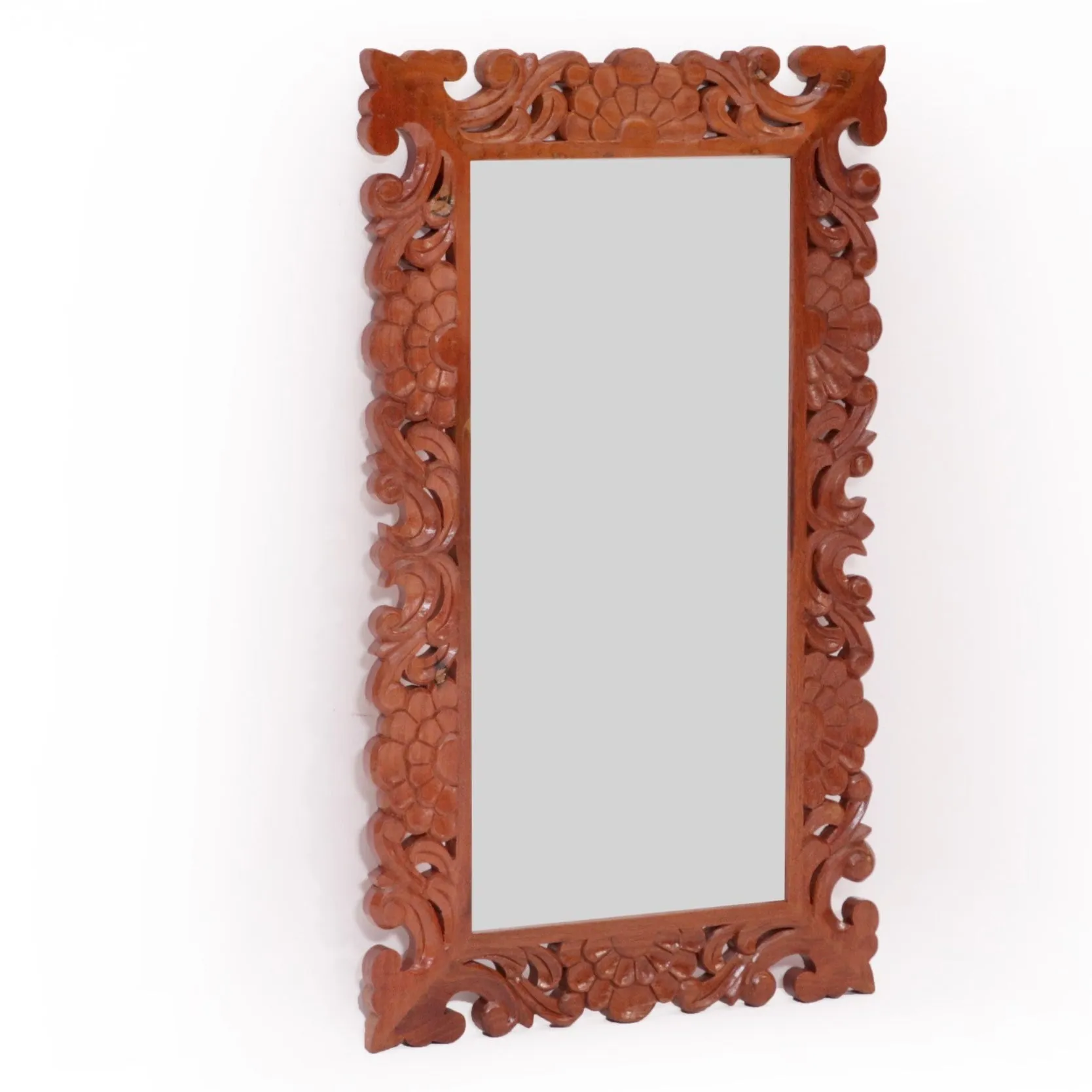 Flower Petal Carved wooden Mirror