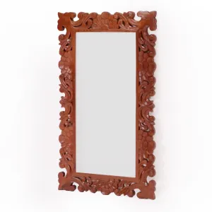 Flower Petal Carved wooden Mirror
