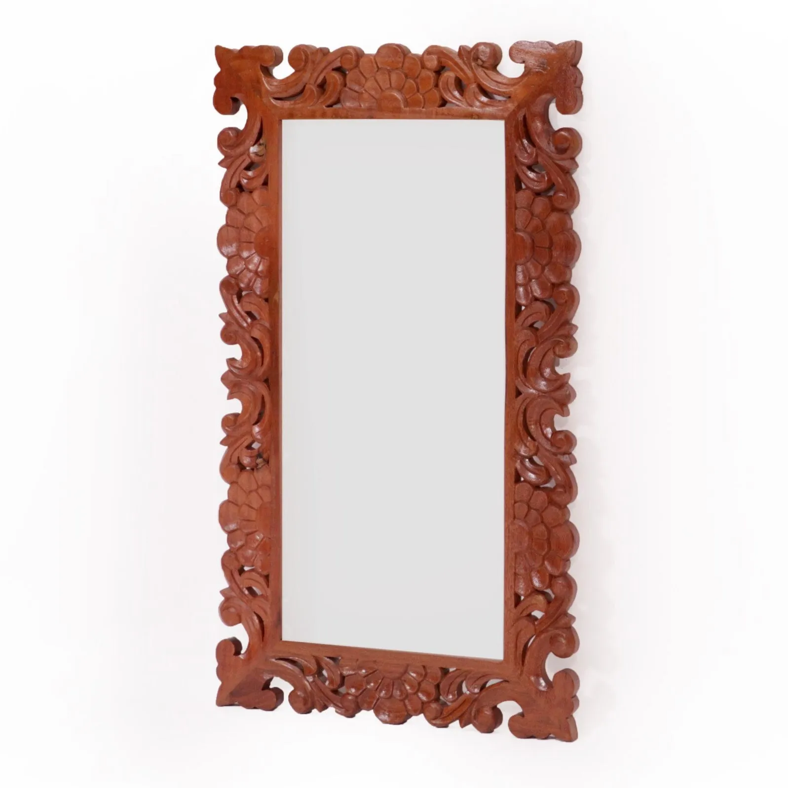 Flower Petal Carved wooden Mirror