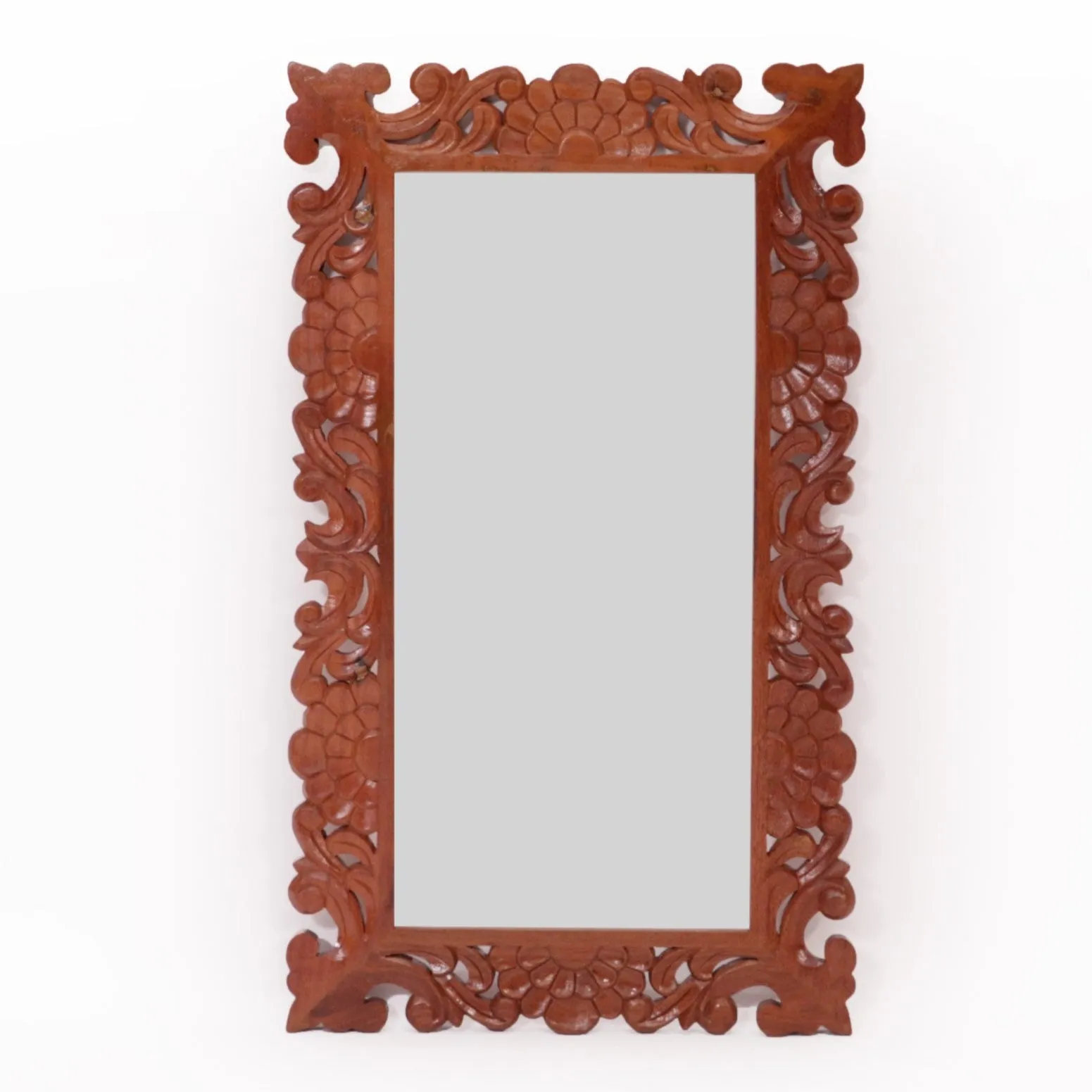 Flower Petal Carved wooden Mirror