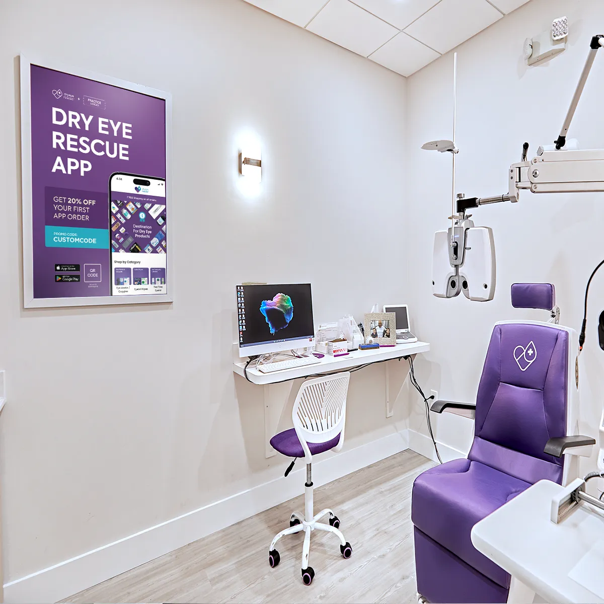 Framed Canvas APP Download Custom QR Link Picture Frames for Exam Rooms (3 Color Options)