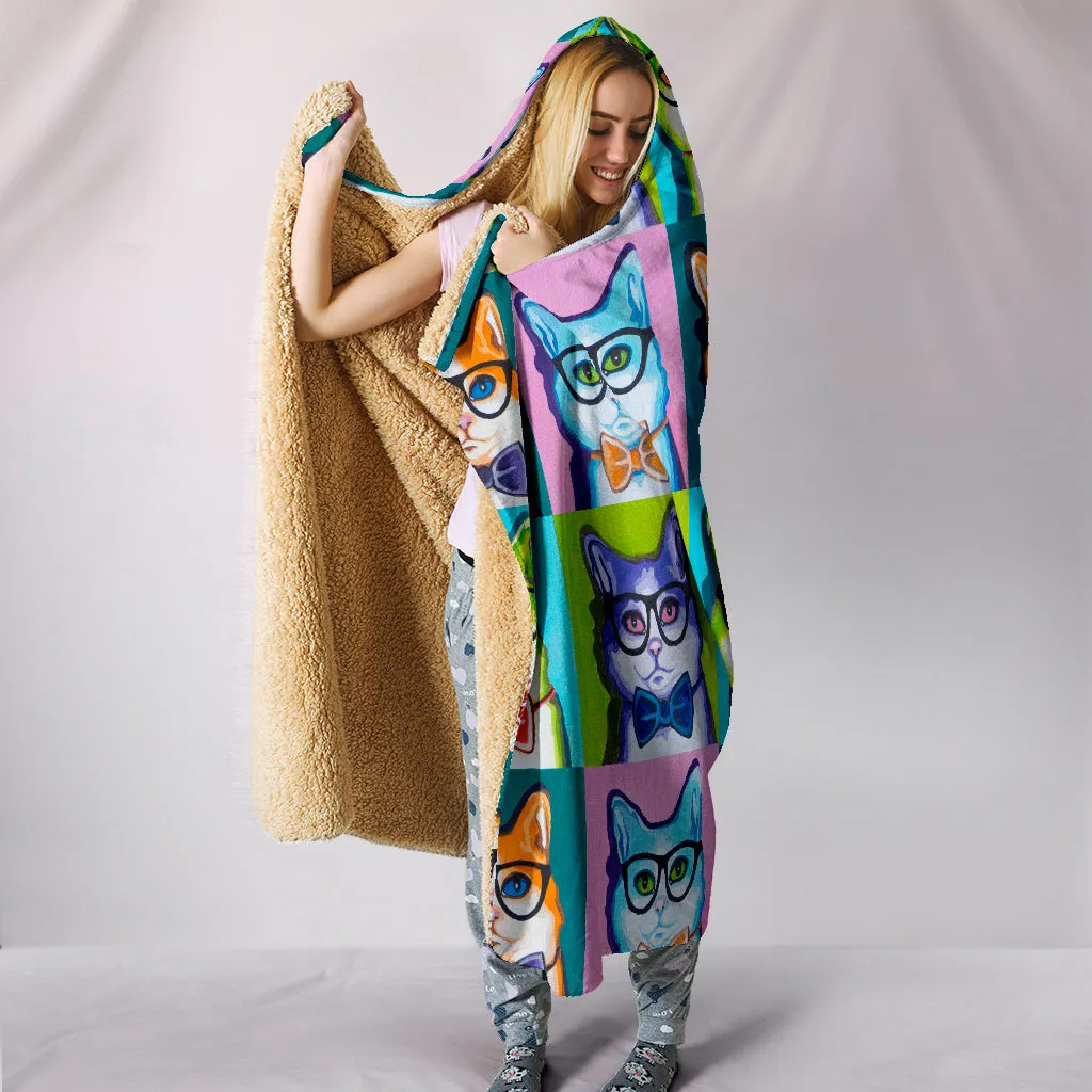 Funky Cat Hooded Blanket