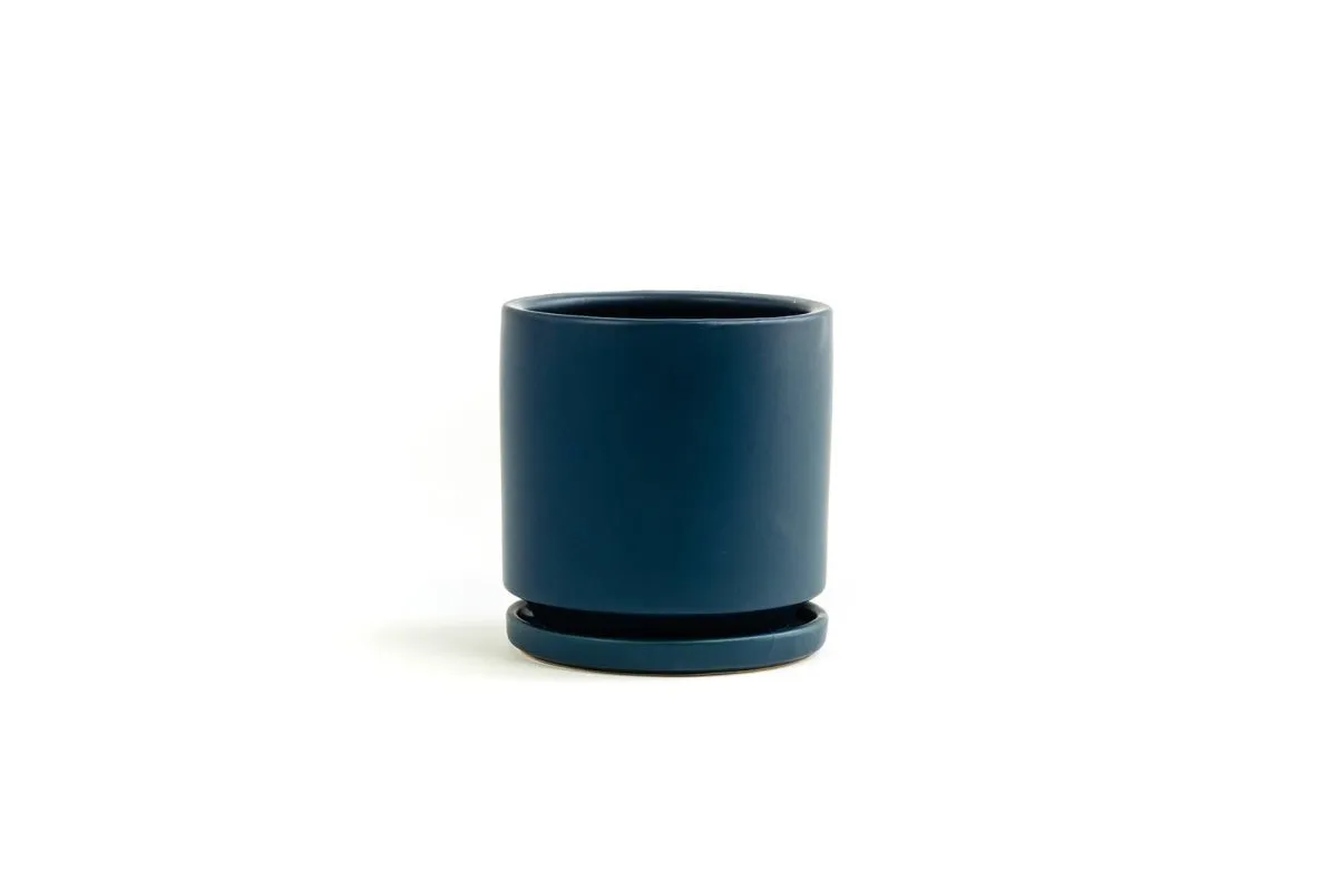 Gemstone Porcelain Planter Pot with Water Saucer 6.25 Inch
