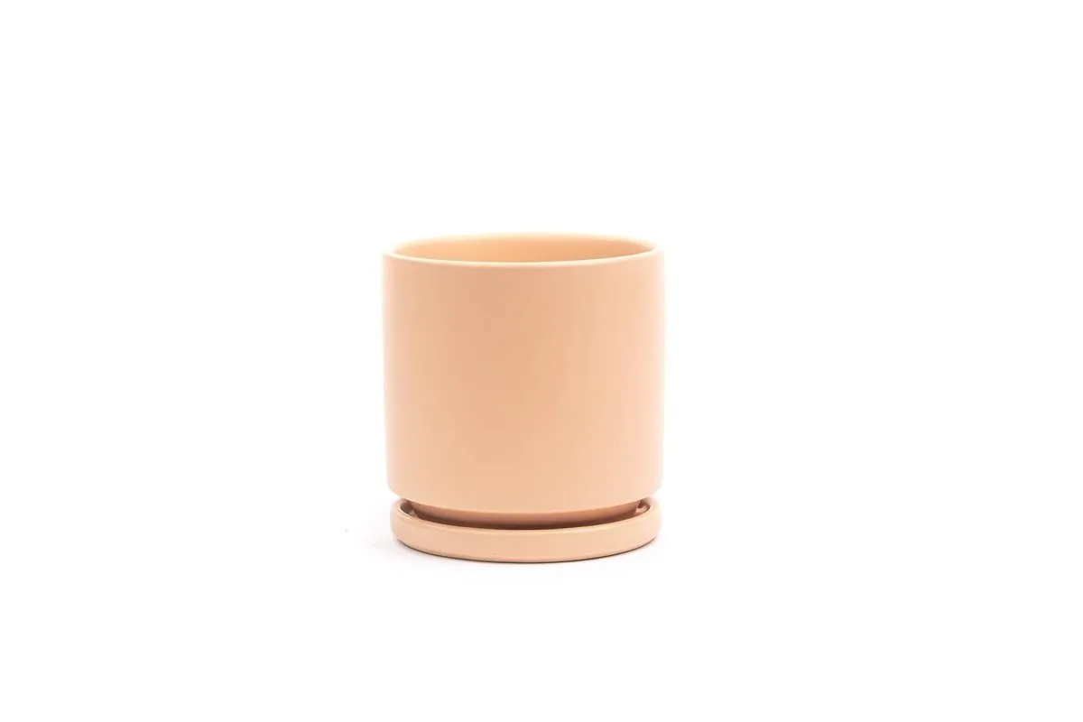 Gemstone Porcelain Planter Pot with Water Saucer 6.25 Inch