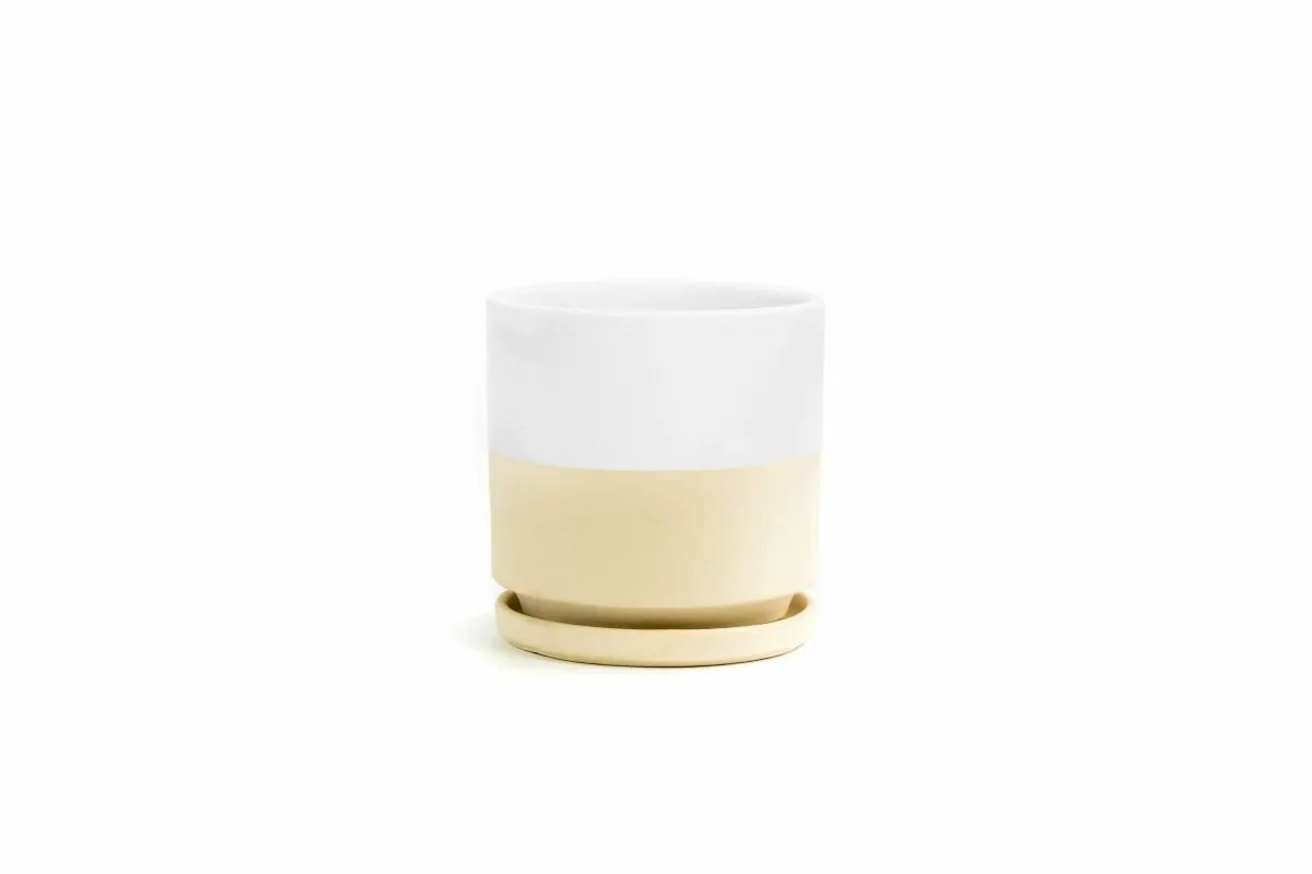 Gemstone Porcelain Planter Pot with Water Saucer 6.25 Inch