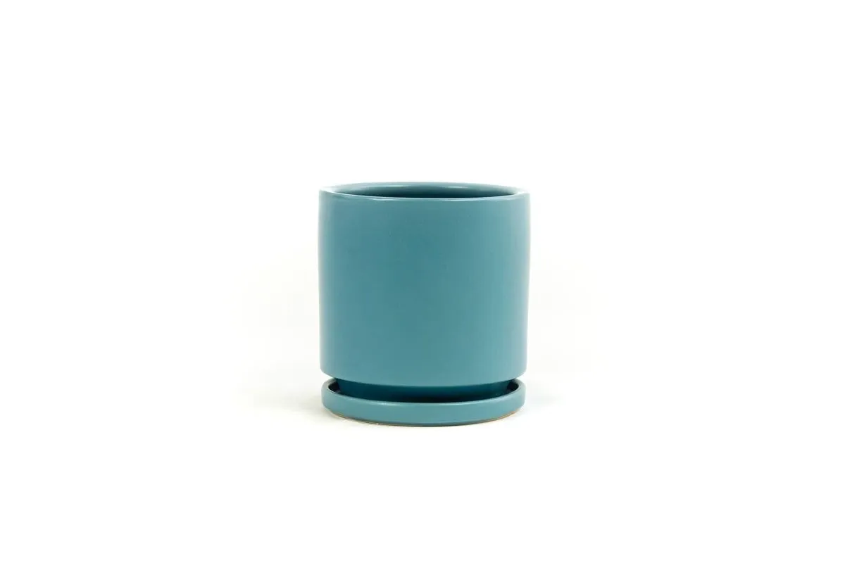 Gemstone Porcelain Planter Pot with Water Saucer 6.25 Inch