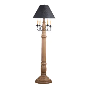 General James Floor Lamp Americana Pearwood with Textured Black Tin Shade