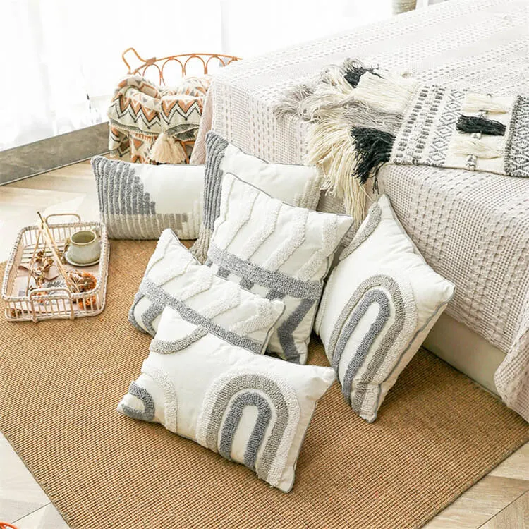 Geometric Woven Tufted Lumbar Pillow | Strip