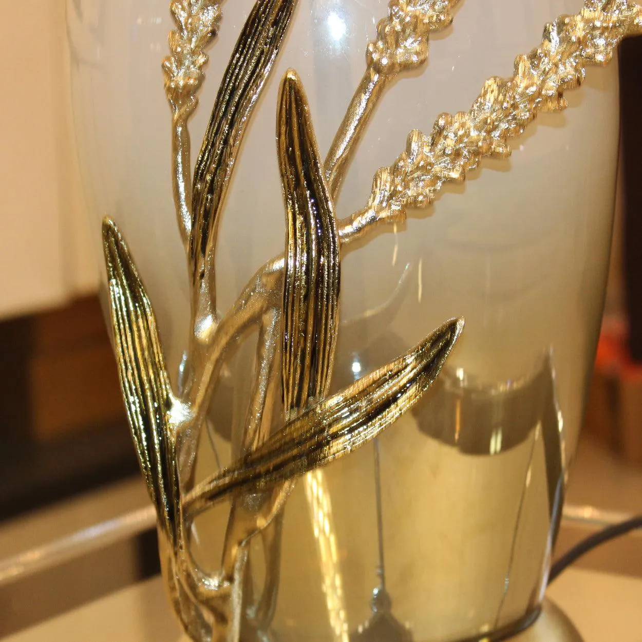 GILDA HANDMADE GLASS AND METAL BEDSIDE TABLE LAMP