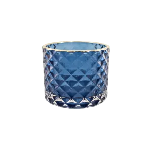 GLASS CANDLE HOLDER BLUE 5.5x6CM