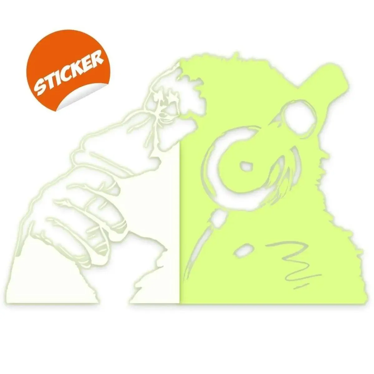 Glowing Vinyl Wall Decal: Monkey With Headphones - Luminescent Graffiti Sticker