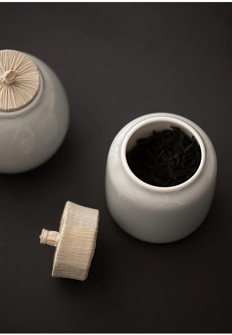 Gohobi Ceramic Tea Storage Jars Ice Grey (Straw Lid)