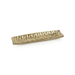 Gold Braided Rectangular Glass Plate