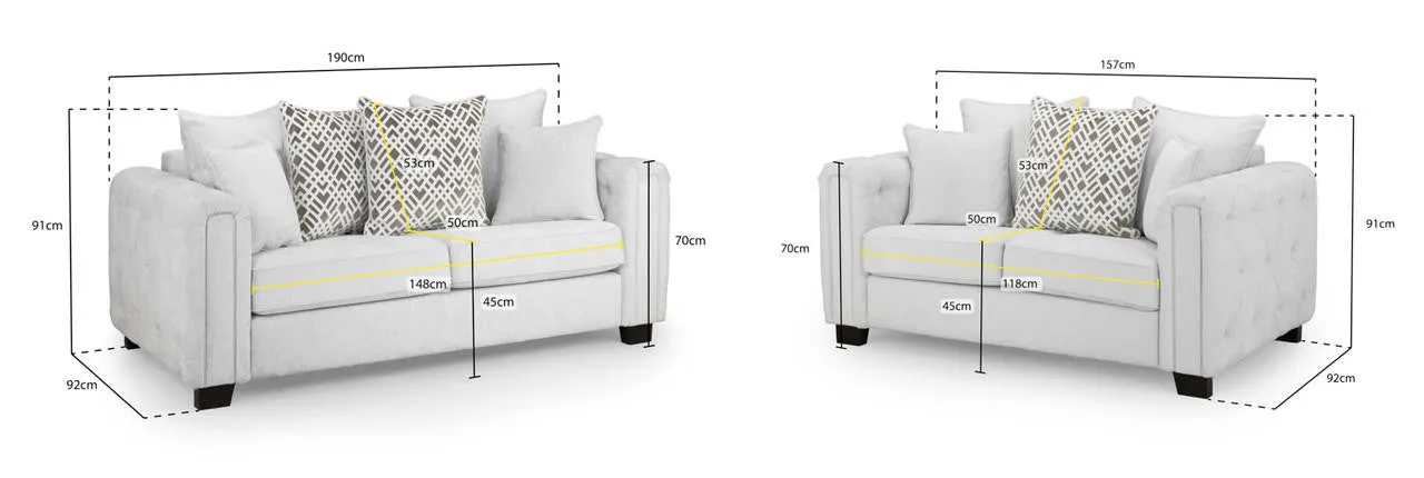 Grace Sofa - Light Grey 3 2 Set