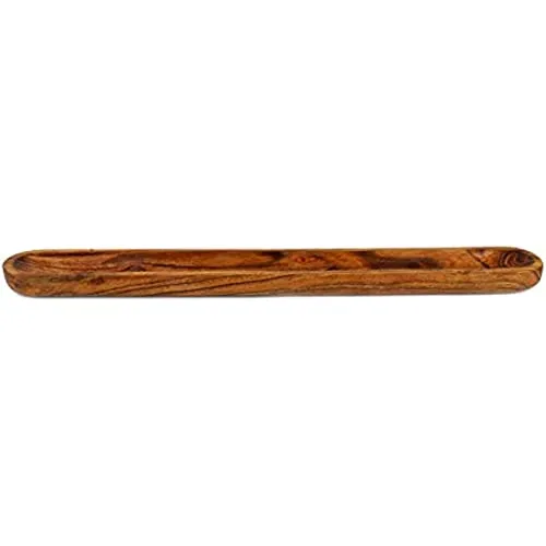 Hand Carved Acacia Wood Long Olive Tray Canoe Style