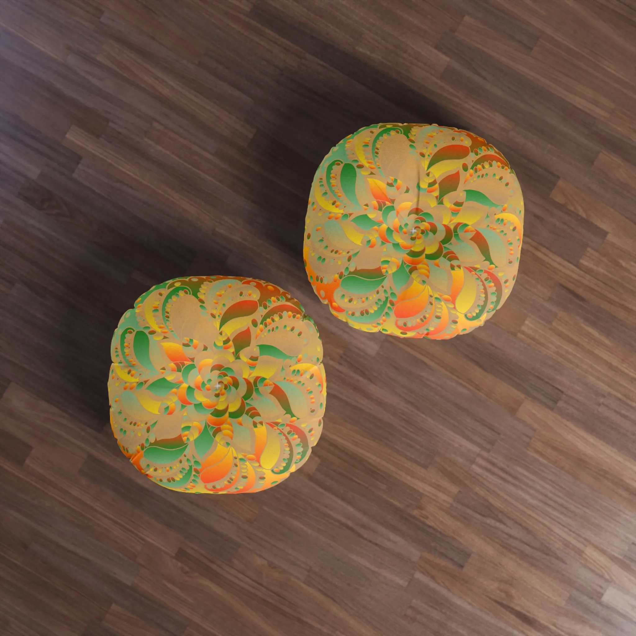 Hand-drawn Mandala Art Tufted Floor Pillow - Round Dune