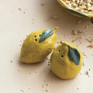 Hand Painted Lemon Shaped Salt & Pepper Shakers