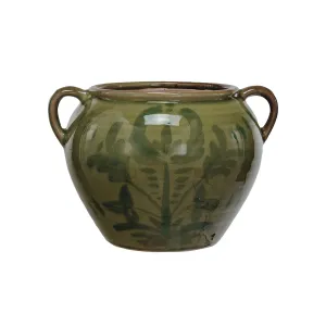 Hand-Painted Terra-cotta Urn w/ Handles