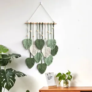 Handwoven Cotton Rope Leaf Wall Hanging Tapestry