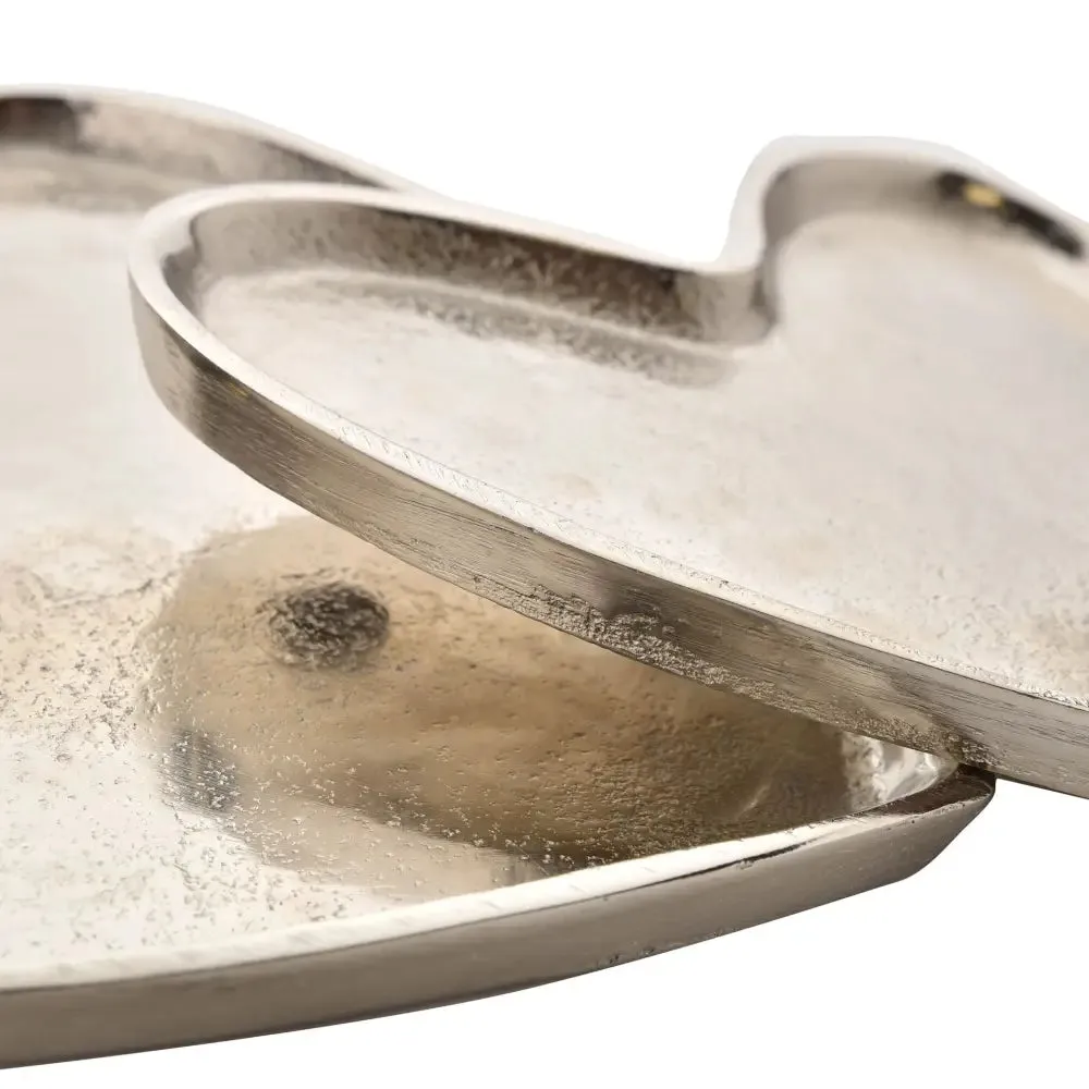 Hestia Silver Metal Set of 2 Heart Display Trays