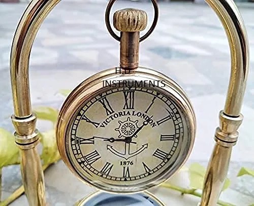Home Decor Instrument Desk Clock/Table Clock, for Study Table with Direction Compass/for, Office, Table Room, Decor Compass Clock Decorative Brass Clock for Desk Shelves Hanging Clock