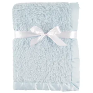Hudson Baby Sherpa Plush Blanket with Satin Binding, Powder Blue