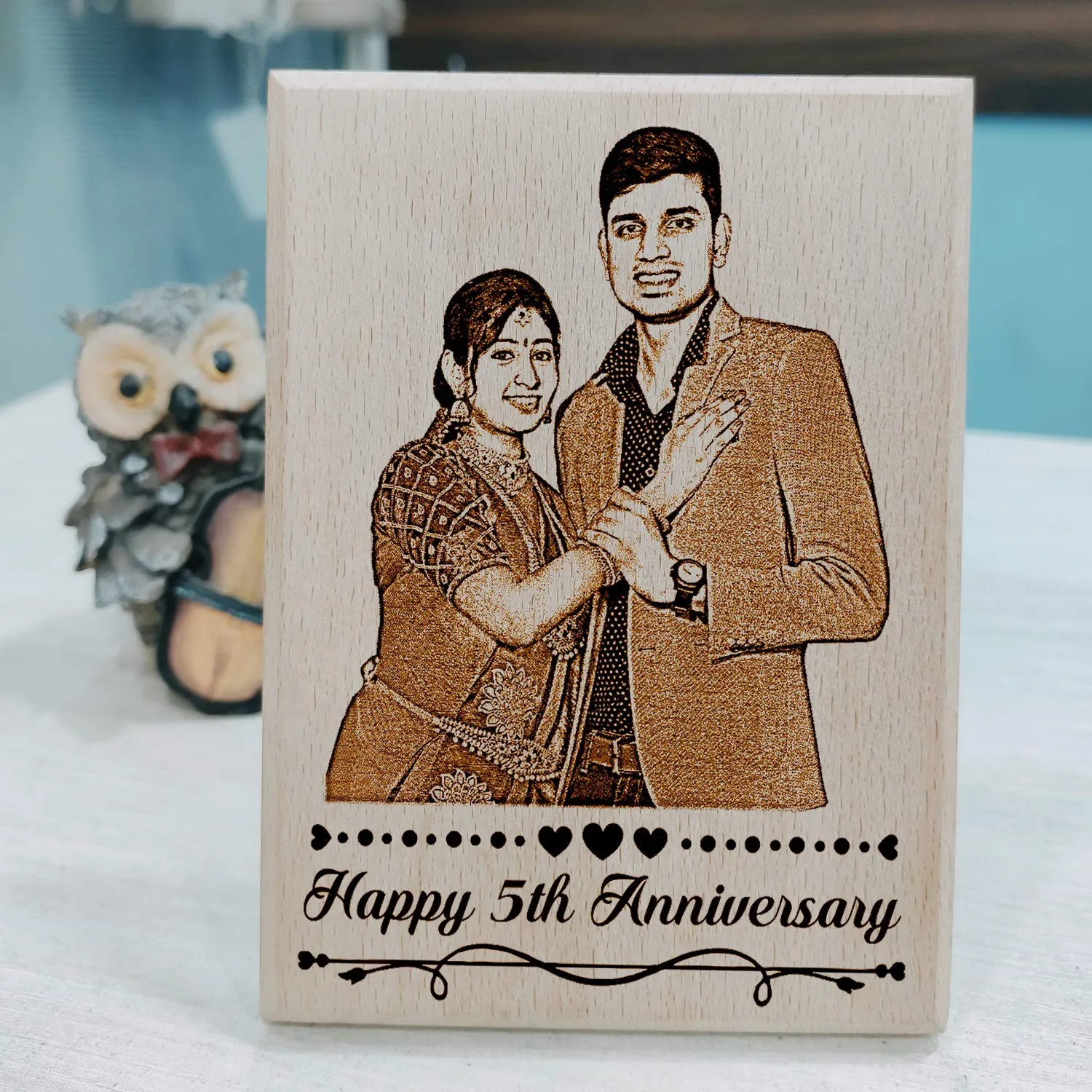 Incredible Gifts India 25th Wedding Marriage Gifts for Couples - Personalized Engraved Wooden Plaque Photo Frame (9x7 in, Wooden), Tabletop Rectangular