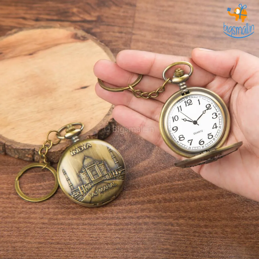 India Souvenir Pocket Watch Keychain