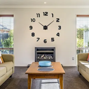 INLERA Acrylic Diy Wall Clock - Frameless 3D-Style Analog Timekeeper For Home, Living Room, Bedroom, Office - Battery-Powered Modern House Decoration - Clock Decor With Number Sticker