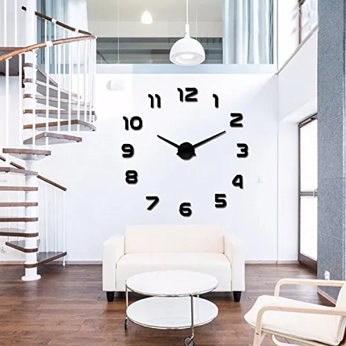 INLERA Acrylic Diy Wall Clock - Frameless 3D-Style Analog Timekeeper For Home, Living Room, Bedroom, Office - Battery-Powered Modern House Decoration - Clock Decor With Number Sticker