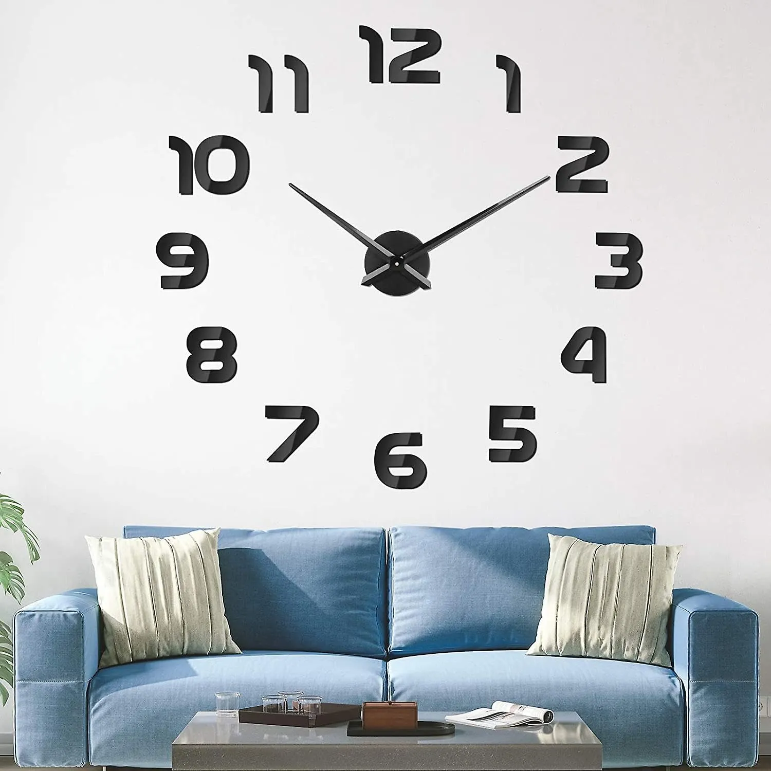 INLERA Acrylic Diy Wall Clock - Frameless 3D-Style Analog Timekeeper For Home, Living Room, Bedroom, Office - Battery-Powered Modern House Decoration - Clock Decor With Number Sticker