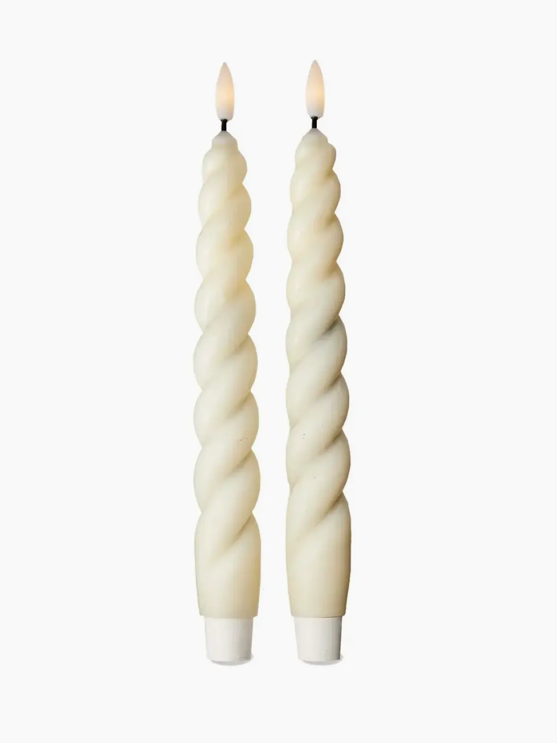 Ivory Spiral Led Taper Candles Set of 2