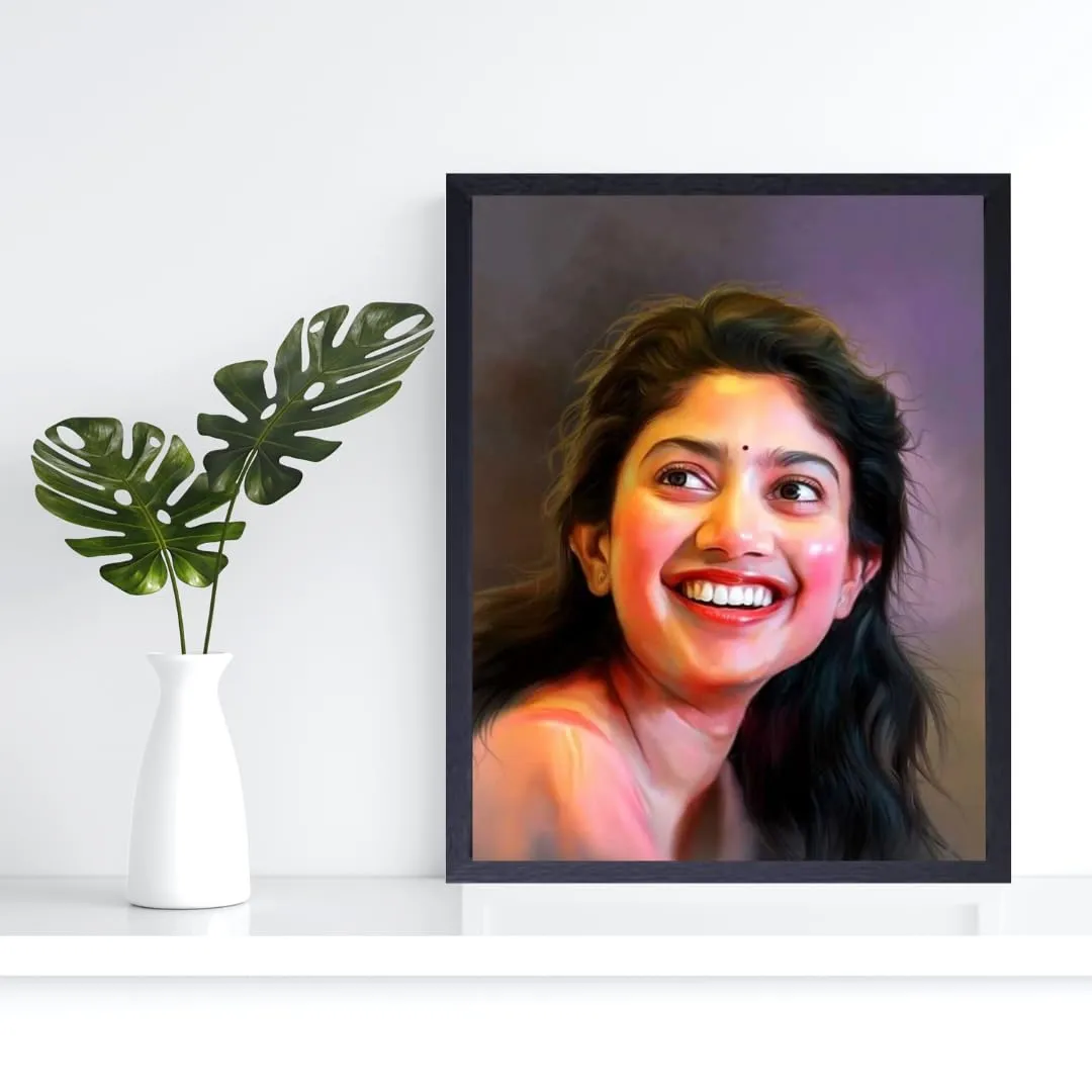 Jadoun Personalized digital oil painting photo frame multicolor (8x12 Black)
