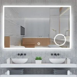 KALYAN TRADERS led Wall Mirror bedroom mirror with Touch Sensor: Illuminated Rectangular Lighted Mirror with Natural Light Background (Wall Mount) size(24x30)-W2.