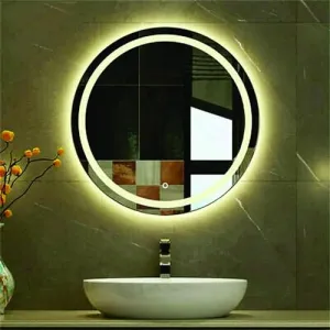 KALYAN TRADERS Wall-mounted led mirror with touch sensor for three light levels (warm, natural, and white) and a designer mirror for living room, bedroom, and dressing room and hallway-(15x15).