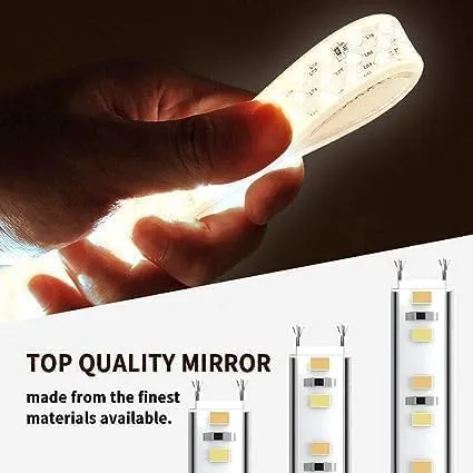 KALYAN TRADERS Wall-mounted led mirror with touch sensor for three light levels (warm, natural, and white) and a designer mirror for living room, bedroom, and dressing room and hallway-(15x15).